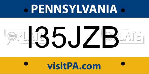 I35JZB Pennsylvania License Plate