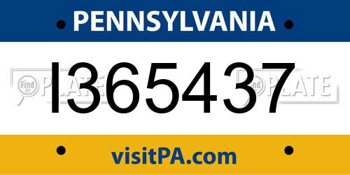 I365437 Pennsylvania License Plate