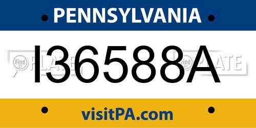 I36588A Pennsylvania License Plate
