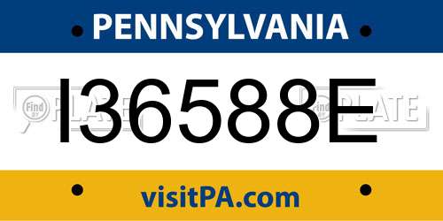 I36588E Pennsylvania License Plate