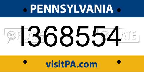 I368554 Pennsylvania License Plate