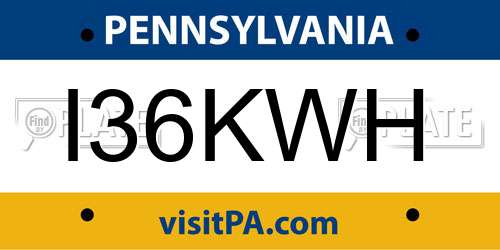 I36KWH Pennsylvania License Plate
