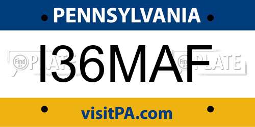 I36MAF Pennsylvania License Plate