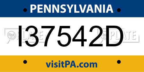 I37542D Pennsylvania License Plate