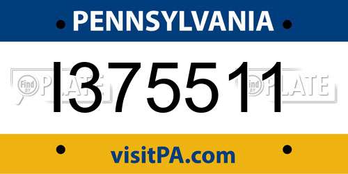 I375511 Pennsylvania License Plate