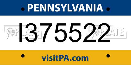 I375522 Pennsylvania License Plate