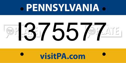 I375577 Pennsylvania License Plate