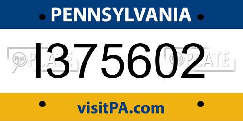 I375602 Pennsylvania License Plate
