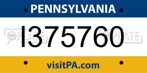 I375760 Pennsylvania License Plate
