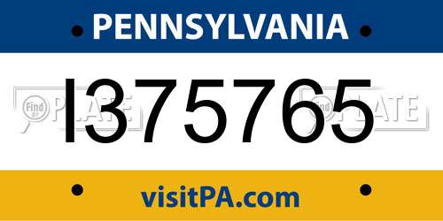 I375765 Pennsylvania License Plate