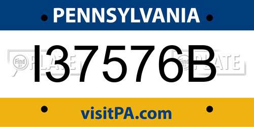 I37576B Pennsylvania License Plate
