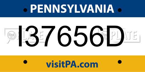 I37656D Pennsylvania License Plate