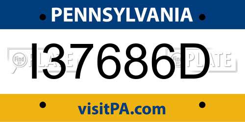 I37686D Pennsylvania License Plate