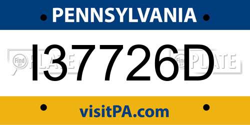 I37726D Pennsylvania License Plate