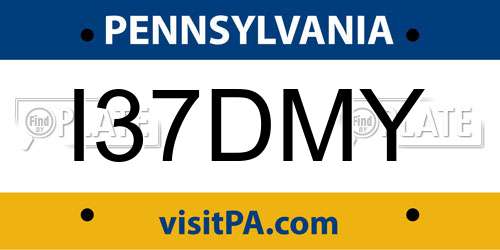 I37DMY Pennsylvania License Plate