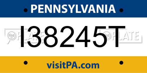 I38245T Pennsylvania License Plate