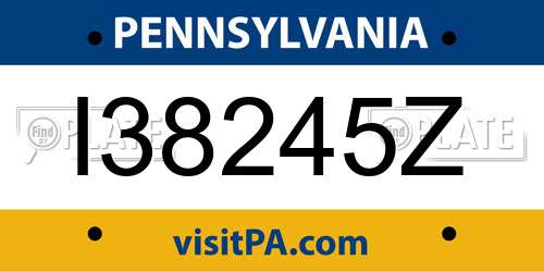 I38245Z Pennsylvania License Plate