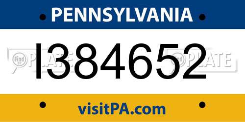I384652 Pennsylvania License Plate
