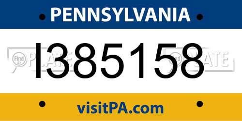 I385158 Pennsylvania License Plate
