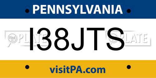 I38JTS Pennsylvania License Plate