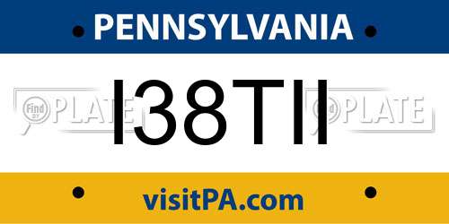 I38TII Pennsylvania License Plate