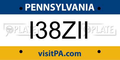 I38ZII Pennsylvania License Plate