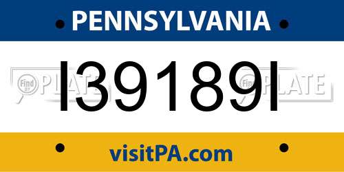 I39189I Pennsylvania License Plate