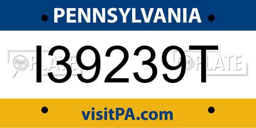 I39239T Pennsylvania License Plate