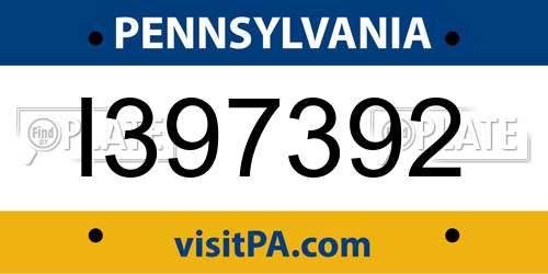 I397392 Pennsylvania License Plate