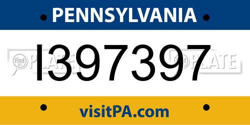 I397397 Pennsylvania License Plate