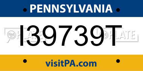 I39739T Pennsylvania License Plate