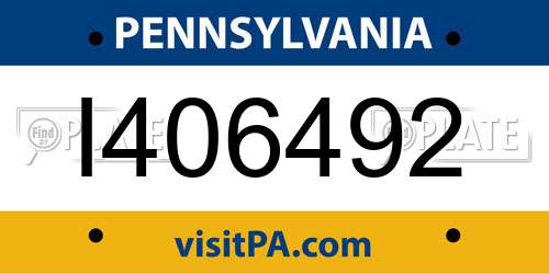 I406492 Pennsylvania License Plate