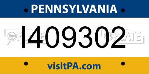 I409302 Pennsylvania License Plate