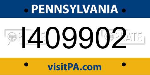I409902 Pennsylvania License Plate