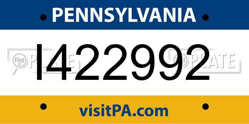 I422992 Pennsylvania License Plate