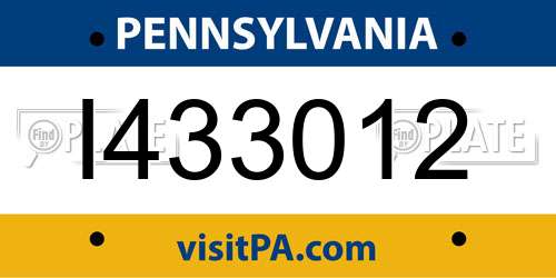 I433012 Pennsylvania License Plate