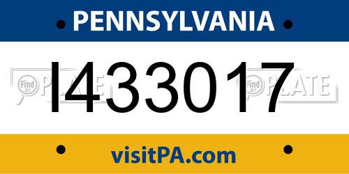I433017 Pennsylvania License Plate