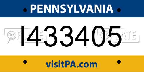 I433405 Pennsylvania License Plate