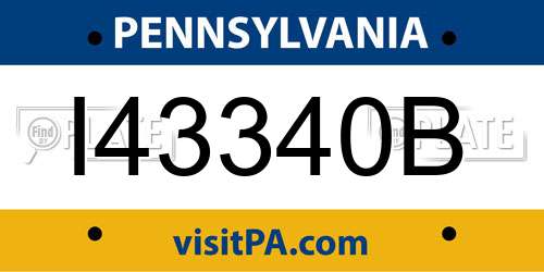 I43340B Pennsylvania License Plate
