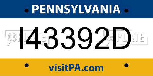 I43392D Pennsylvania License Plate