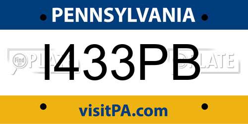 I433PB Pennsylvania License Plate