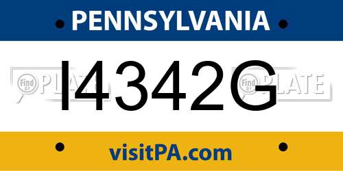 I4342G Pennsylvania License Plate