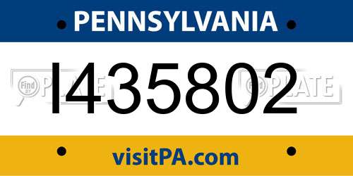I435802 Pennsylvania License Plate