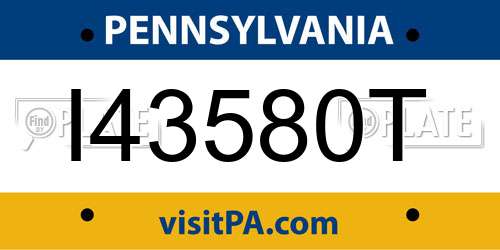 I43580T Pennsylvania License Plate