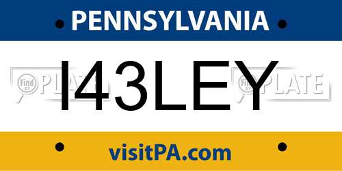 I43LEY Pennsylvania License Plate