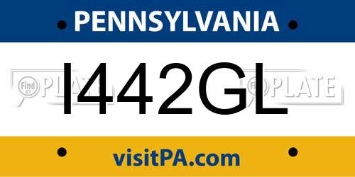 I442GL Pennsylvania License Plate