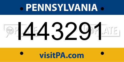 I443291 Pennsylvania License Plate