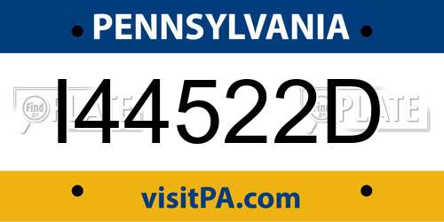 I44522D Pennsylvania License Plate