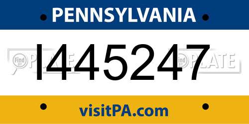 I445247 Pennsylvania License Plate