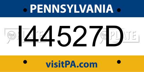 I44527D Pennsylvania License Plate